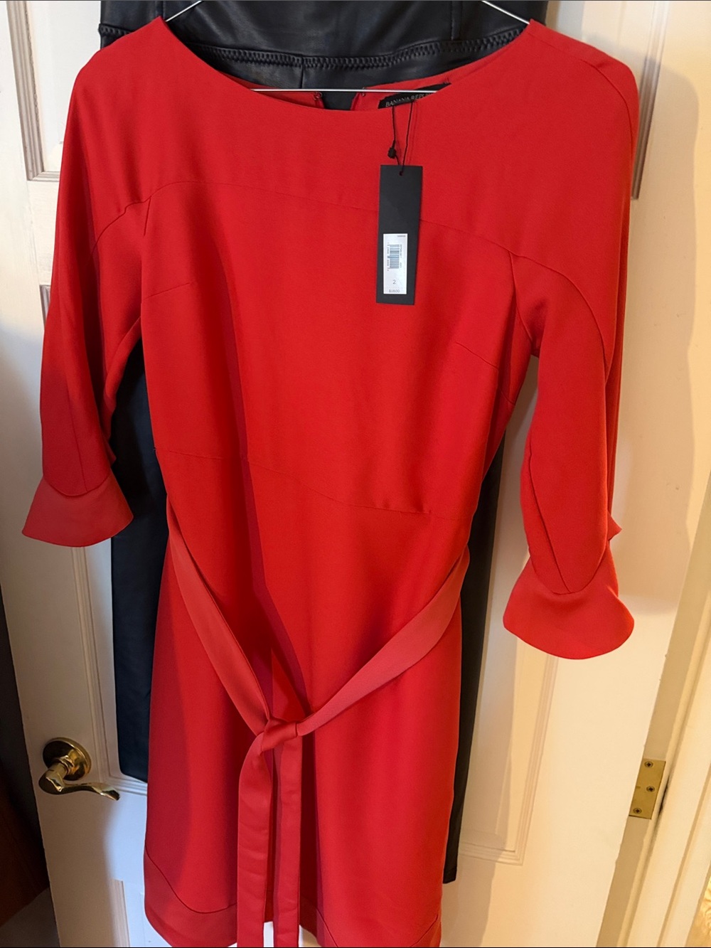 Banana Republic Red Tie-Belt Midi Dress